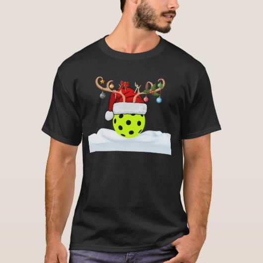 Pickleball Kerst Pet - Kerst Pickleball T-shirt (Voorkant)