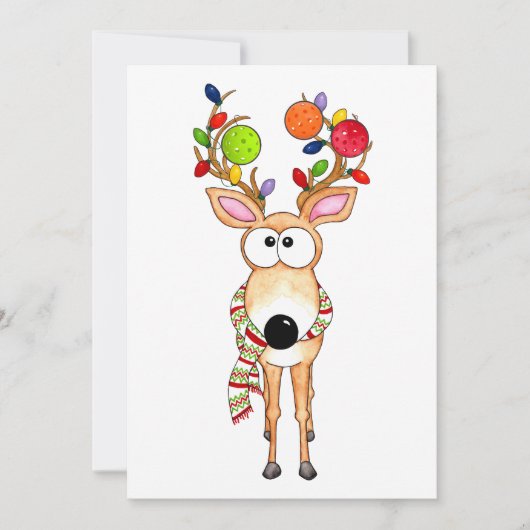 Pickleball Kerst Reindeer Feestdagenkaart (Voorkant)