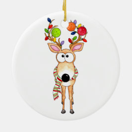 Pickleball Kerst Reindeer Keramisch Ornament