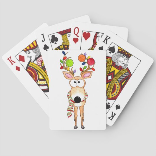 Pickleball Kerst Reindeer Pokerkaarten (Achterkant)