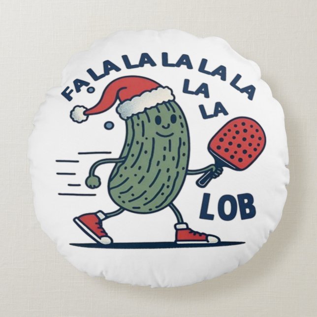 Pickleball kerst rond kussen (Voorkant)