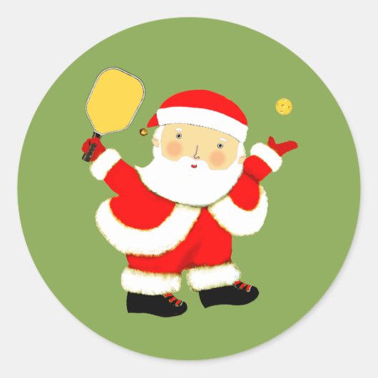 Pickleball kerst ronde sticker (Voorkant)