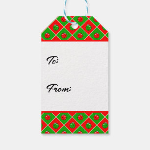 Pickleball Kerst Rood en Groen Ornament Controles Cadeaulabel