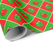 Pickleball Kerst Rood en Groen Ornament Controles Cadeaupapier (Rol Hoek)