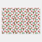 Pickleball Kerst Rood en Groen Ornament Plaid Inpakpapier Vel (Voorkant 3)