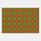 Pickleball Kerst Rood en Groen Ornament Plaid Inpakpapier Vel (Voorkant)