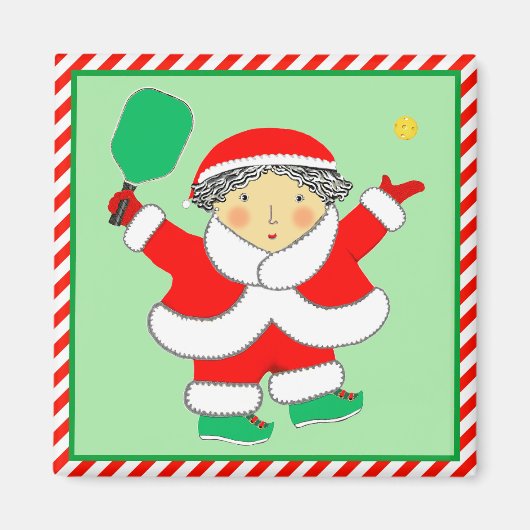 Pickleball Kerst Sockerstoppers Magneet (Voorkant)