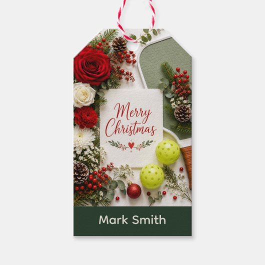 Pickleball Kerst thema Cadeaulabel (Voorkant)
