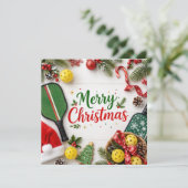 Pickleball Kerst thema Feestdagenkaart (Staand voorkant)