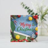 Pickleball Kerst thema Feestdagenkaart (Staand voorkant)