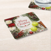 Pickleball Kerst thema  Kartonnen Onderzetters (Schuin)