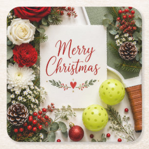 Pickleball Kerst thema  Kartonnen Onderzetters