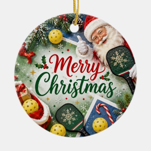 Pickleball Kerst thema Keramisch Ornament (Voorkant)