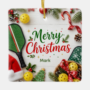 Pickleball Kerst thema Keramisch Ornament