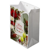 Pickleball Kerst thema Medium Cadeauzakje (Voorkant Gekanteld)