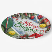 Pickleball Kerst thema Papieren Bordje (Gekanteld)