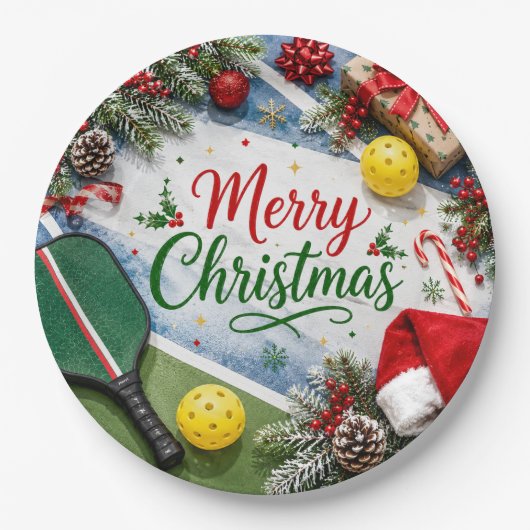 Pickleball Kerst thema Papieren Bordje (Voorkant)