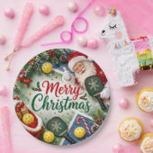 Pickleball Kerst thema Papieren Bordje (Feest)