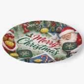 Pickleball Kerst thema Papieren Bordje (Gekanteld)
