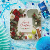 Pickleball Kerst thema Papieren Bordje (Feest)