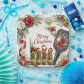 Pickleball Kerst thema Papieren Bordje (Feest)