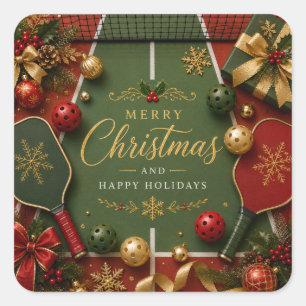 Pickleball Kerst thema Vierkante Sticker