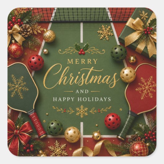 Pickleball Kerst thema Vierkante Sticker (Voorkant)