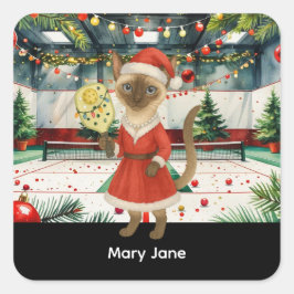 Pickleball Kerst thema voor kattenliefhebbers Vierkante Sticker
