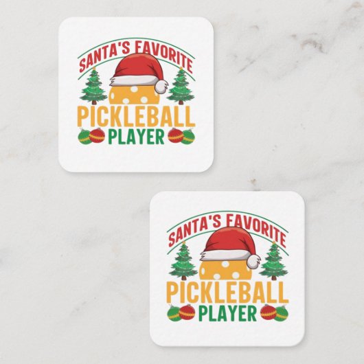 Pickleball kerst vierkante visitekaartje (Voorkant / Achterkant)
