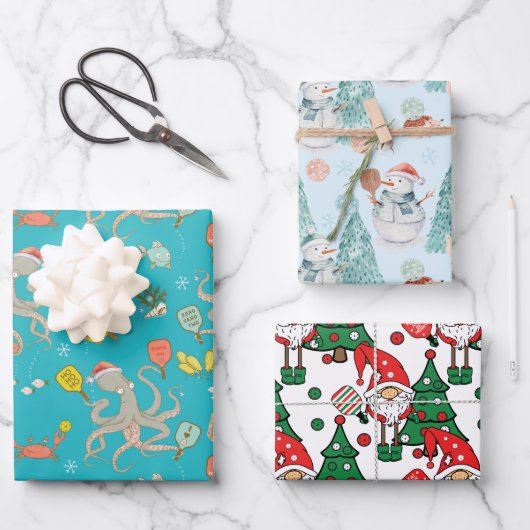 Pickleball Kerst Wrapping Papier Bladen Inpakpapier Vel (Voorkant)