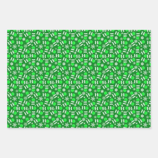 Pickleball Kerstbal Red Green Snowflake Ho Ho Ho Inpakpapier Vel (Voorkant 3)