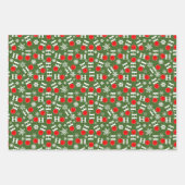Pickleball Kerstbal Red Green Snowflake Ho Ho Ho Inpakpapier Vel (Voorkant)