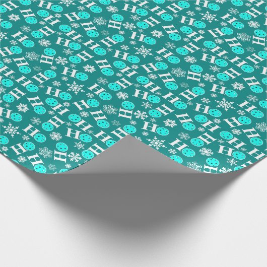 Pickleball Kerstblauw White Ho Ho Snowflake Cadeaupapier (Hoek)