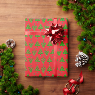 Pickleball Kerstbomen en Rood Groene Versieringen Cadeaupapier