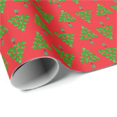 Pickleball Kerstbomen en Rood Groene Versieringen Cadeaupapier (Rol Hoek)