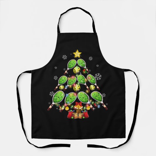 Pickleball Kerstboom Dink Pickle Ball Speler Schort (Voorkant)