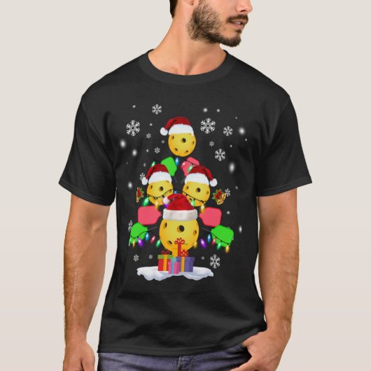 Pickleball-kerstboom Santa Pickleball X-mas L T-shirt (Voorkant)