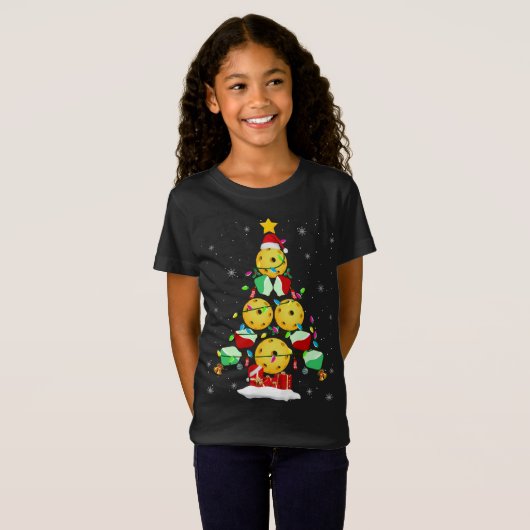 Pickleball-kerstboom Santa Pickleball X-mas L T-shirt (Voorkant volledig)