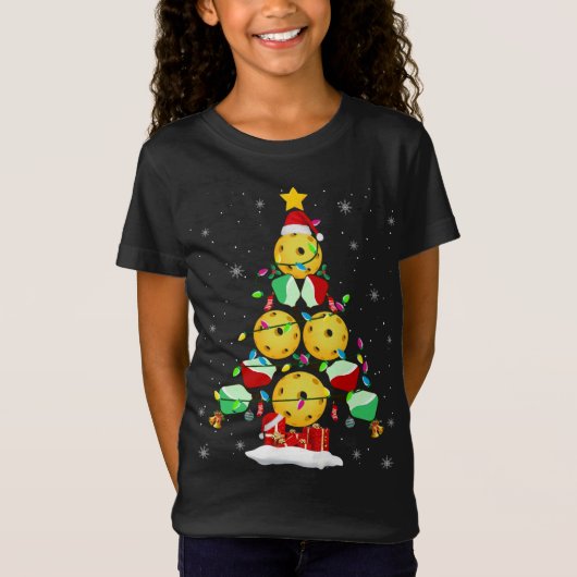 Pickleball-kerstboom Santa Pickleball X-mas L T-shirt (Voorkant)