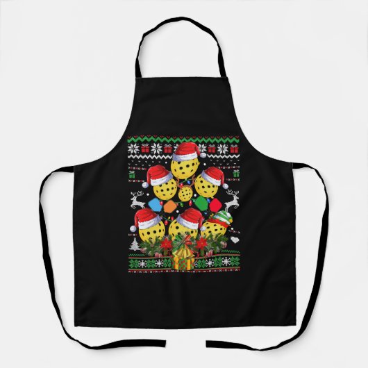 Pickleball-kerstboom Ugly Sweater Santa Paddl Schort (Voorkant)