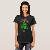 Pickleball Kerstboom Versier de Gangen Donker T-shirt (Voorkant volledig)