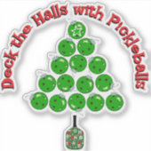 Pickleball Kerstboom Versier de hal met rode en gr Sticker (Voorkant)