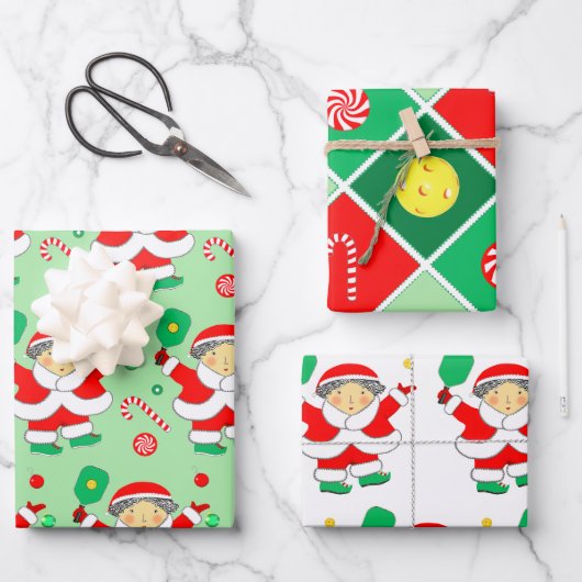 Pickleball Kerstcadeau Inpakpapier Vel (Voorkant)