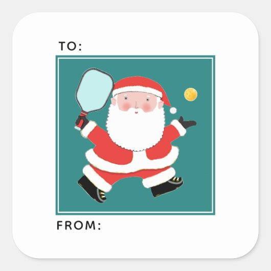 Pickleball Kerstcadeau Tags Vierkante Sticker (Voorkant)