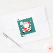 Pickleball Kerstcadeau Tags Vierkante Sticker (Envelop)
