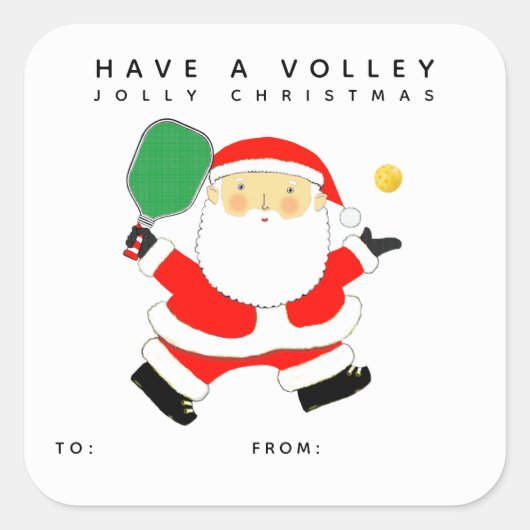 Pickleball Kerstcadeau Tags Vierkante Sticker (Voorkant)