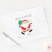 Pickleball Kerstcadeau Tags Vierkante Sticker (Envelop)