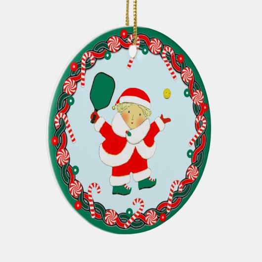 Pickleball-kerstcollectibel Keramisch Ornament (Rechts)