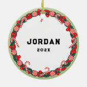 Pickleball-kerstcollectibel Keramisch Ornament (Achterkant)