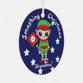 Pickleball-kerstelf, Metaal Ornament (Voorkant Rechts)